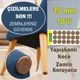 Yapışkanlı Yuvarlak Keçe Masa Sandalye Parke Zemin Ayak Koruyucu Kaydırmaz Keçesi 35 mm (18'li Paket) - Kahverengi