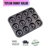 Yapışmaz Teflon Donut Kalıbı, 12 Bölmeli, Dayanıklı ve Kolay Kullanım - Seçenek 1 - Altın