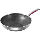 Yapışmaz Wok Kapaklı 32 Cm, Kızarmış Tava Yapışmaz, Pişirmek Için Karbon Çelik Tavalar, W - Genel - Çok Renkli