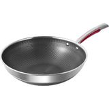Yapışmaz Wok Kapaklı 32 Cm, Kızarmış Tava Yapışmaz, Pişirmek Için Karbon Çelik Tavalar, Woks ve Tavada Kızartma Tavaları, Bulaşık Makinesinde Yıkanabi - Çok Renkli
