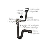 yapıtaşı Mutfak Evye Lavabo Sifonu Dik Taşmalıklı Sifon Gri/beyaz