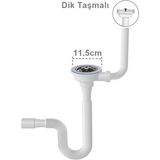 Yapıtaşı YT41 üniversal Çöpmak Dik-Yandan Taşmalı Evye Mutfak Gider Sifonu Körüklü Beyaz