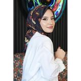 Yaprak Desen Sarı Soft Pamuk Eşarp