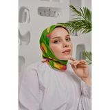 Yaprak Desen Yeşil Soft Pamuk Eşarp