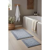 Yaprak Desenli 2’li Banyo & Klozet Paspas Takımı - 291-Gri