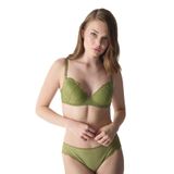 Yaprak Desenli Dantelli Push Up Destekli Sütyen Yeşil 75C