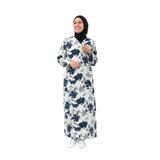 Yaprak Desenli Kruvaze Namaz Elbisesi –%100 Viskon, Yandan Bağlamalı, Rahat Kalıp, 36–46 Beden (Gri, 2)