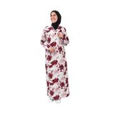 Yaprak Desenli Kruvaze Namaz Elbisesi –%100 Viskon, Yandan Bağlamalı, Rahat Kalıp, 36–46 Beden (Mor, 1)