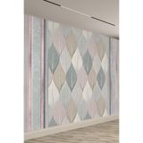Yaprak Desenli Pastel Renkli Modern Doğa Dokulu Panel Görüntülü Tekstil Duvar Kağıdı, 500 x 280