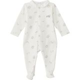 Yaprak Desenli Pijama Tulum - Beyaz - 9 Ay