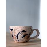 Yaprak Desenli Seramik Çay Fincanı - 1 Adet - 130 ml