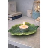 Yaprak Formlu Seramik Mumluk | Dekoratif Tealight Mumluk, Yemek Masası & Ev Dekoru (Yeşil)