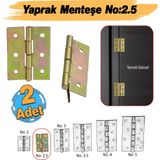 Yaprak Menteşe 2 Adet Prinç Sarı No:2.5 Mobilya Pencere Kapı Duşakabin Dolap Menteşesi Iki Kanatlı - 1