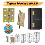 Yaprak Menteşe 2 Adet Prinç Sarı No:2.5 Mobilya Pencere Kapı Duşakabin Dolap Menteşesi İki Kanatlı