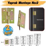 Yaprak Menteşe 2 Adet Prinç Sarı No:2 Mobilya Pencere Kapı Duşakabin Dolap Menteşesi Iki Kanatlı - 1