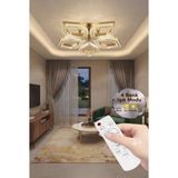 Yaprak Model Gold 5"li Ledli 3 Renk Modu Kristal Salon Mutfak Yatak Çocuk Odası Avize - Altın