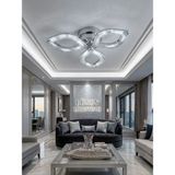 Yaprak Model Gümüş 3"lü Ledli 3 Renk Modu Kristal Salon Mutfak Yatak Çocuk Odası Avize