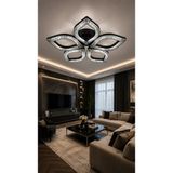 Yaprak Model Siyah 5"li Ledli 3 Renk Modu Kristal Salon Mutfak Yatak Çocuk Odası Avize