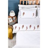 Yaprak Nakışlı %100 Pamuk Nevresim Takımı - Beyaz - 220 x 240 cm