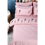Yaprak Nakışlı %100 Pamuk Nevresim Takımı - Pembe - 220 x 240 cm