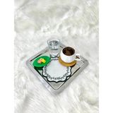Yaprak Nakışlı Kahve Altlığı,sunum Peçetesi,kahve Yanı Peçetesi,6’lı Kokteyl Peçetesi,bardak Altlığı - Yeşil - 14 x 14 cm