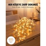 Yaprak Şekilli Gümüş Led Işık Pilli Dekoratif Aydınlatma - Lisinya Vitrin