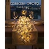 Yaprak Şekilli Gümüş Led Işık Pilli Dekoratif Aydınlatma Vitrin