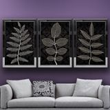 Yapraklar-2 Temalı Aynalı Çerçeveli 3 lü Kanvas Tablo Seti 150x70 cm SETS0317