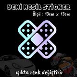 Yara Bandı Oto Sticker 2 Adet Hologram Model Motosiklet Kask Atv Laptop Cam Uyumlu