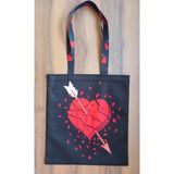 Yaralı Kalp Bez Plaj ve Omuz Çantası - 35X37 - Çok Renkli