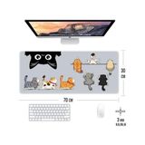 Yaramaz Kediler Oyun Gaming Klavye Mouse Pad Masa Matı 70X30CM Kaymaz Kauçuk Taban Dikişli Kenar - Option-1 - 0002 - Beyaz