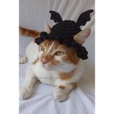 Yarasa Bucket Şapka Siyah Örgü Kedi Köpek Aksesuarı Halloween Bat Şapka Fotoğraf Pet Dekoru