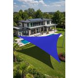 Yarasa Model Jüt Üçgen Gölgelik Tente - 4m x 4m x 5.5m | 180gr/m² File Kumaş |%95 UV Koruma | Bahçe, Teras, Balkon Gölgelik | Estetik Yarasa Tipi Tasarım | (Krem, Yeşil, Gri, Mavi, Turuncu) (Mavi)