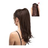 YARAT Koyu Kahverenk Hafif Dalgalı Tokalı Veya Tokasız At Kuyruğu Postiş 56 Cm 150/160 Gram