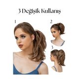YARAT Topuz At Kuyruğu 4 Metalli Bükülebilen Sentetık Saç Peruk Postış Orta Karısık Esmer Sarı