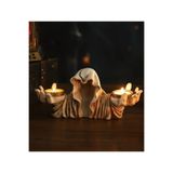 Yaratıcı sanatlar atölyesi 2'li Gotik Pelerinli Hayalet Mumluk Tealight Mumluk Dekoratif Mumluk Gothic Mumluk Goth Mumluk