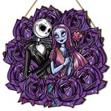 Yarcooly Cadılar Bayramı Süslemeleri Noel Öncesi Kabus Ahşap Kapı İşareti Jack Sally Gotik Kabak Kapı Dekoru Çelenk Cadılar Bayramı Süslemeleri ve Ev Partisi için Malzemeler