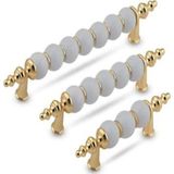 Yaren Metal Polimer Boncuk Lüks Modern Dolap Çekmece Kulpları (224 Mm )22,4 Cm Altın Boncuk-2 Adet