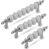 Yaren Metal Polimer Boncuk Lüks Modern Dolap Çekmece Kulpları (224 Mm ) Krom Boncuk