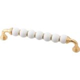 Yaren Metal Polimer Boncuk Yakut Ayak Renkli Boncuk Dolap Çekmece Kulpları (128 Mm ) Altın- Beyaz - 2 Adet