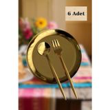 Yaren Style 6 lı Mini Gold Renk Paslanmaz Çelik | Tatlı, İkram Çerez Tabağı 12cm