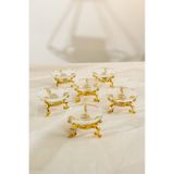 Yaren Style 6'lı Gold Ayaklı Cam Kahve Yanı Lokumluk Seti (6 cm)