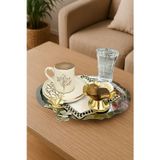 Yaren Style 6'lı Lüx Oval Kahve Sunum Tepsisi | Kelebek Aksesuarlı Paslanmaz Kahve, Çay, Dekoratif Tepsi 25x20cm