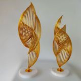Yaren Style Gold 2 Li Set Helezyon Spiral Dekoratif Ürün Mermer Tabakalı Şık Görünümlü