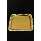 Yaren Style Lüks Gül Figürlü Paslanmaz Çelik Çay, Kahve, Pasta, Sunum Tepsisi – Kararmayan Şıklık - 23 x 23 cm
