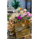Yaren Style New Lüks Gold Metal Dekoratif Çanta Saksı | Çiçekler Temsilidir.