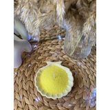 Yarence Design Trend İnci Tozu Mum & İstiridye Tabak Set | Handmade Candle |%100 El Yapımı | Hediyelik Mum İnciSerisi (Sarı)