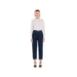 Yargıcı Nakış Detaylı Yüksek Bel Rahat Fit Denim Pantolon, 38, 25YKPN3016X, Mavi, Kadın