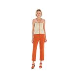 Yargıcı Rengi Paça Detaylı Normal Bel Boru Paça Pantolon, 34, 25YKPN3008X, Kiremit, Kadın