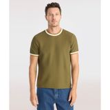 Yargıcı Ribana Detaylı Erkek Bisiklet Yaka T-Shirt - XS - Haki